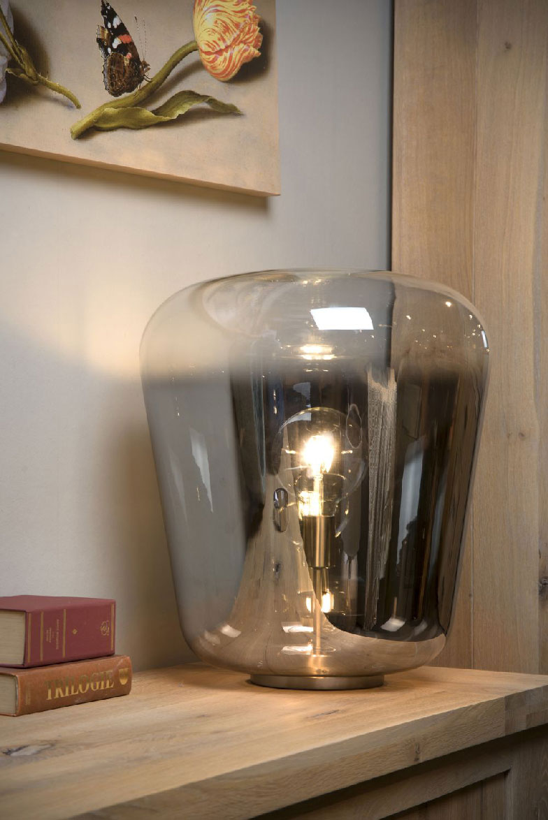 Lucide GLORIO - Table lamp 45 cm - 1xE27 - Smoke grey